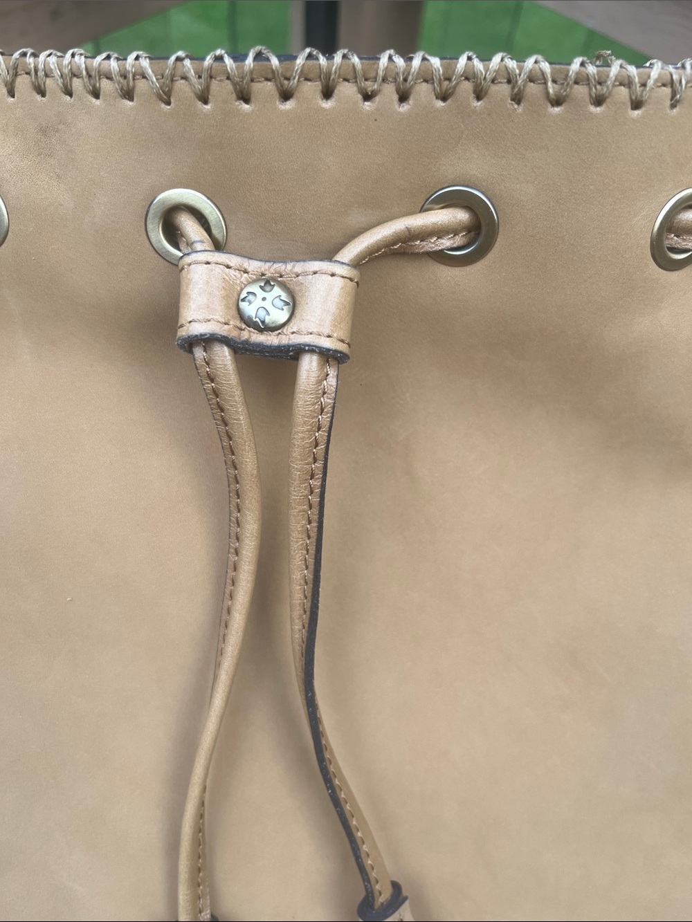 Patricia Nash Fringed Drawstring Shoulder / Crossbody Bag in Tan - Picture 3 of 16